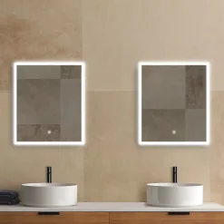 Miroir de salle de bains lumineux LED rectangulaire l. 60 x H. 70 cm MPGlass Bishop 2