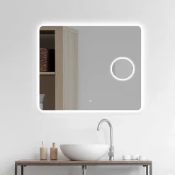 Miroir de salle de bains lumineux LED rectangulaire l. 80 x H. 70 cm MPGlass Bergen