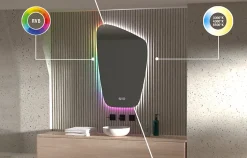 Miroir de salle de bains lumineux à LED L.60 x H.80 cm, MPGlass Aurora