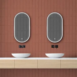 Miroir de salle de bains lumineux LED rectangulaire l. 45 x H. 85 cm MPGlass Denver