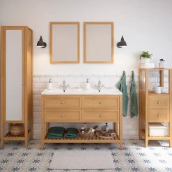 Miroir de salle de bains placage chêne l.50 x L.70 x ép.1,6 cm, GoodHome Perma