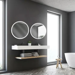 Miroir de salle de bains lumineux LED rond Ø70 cm, argenté, MPGlass Bishop