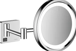 Miroir de salle de bains lumineux LED grossissant, chromé, Hansgrohe