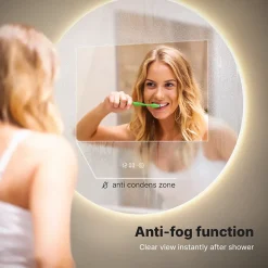 Miroir de salle de bains lumineux LED rond 120cm, Sans Cadre, Antibuée