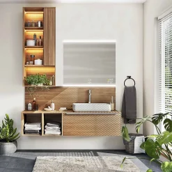 Miroir de salle de bains lumineux LED connecté 70 x 80 cm, argenté, MPGlass BroadWay
