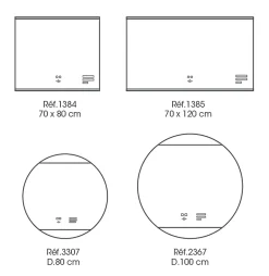 Miroir de salle de bains lumineux LED connecté 70 x 80 cm, argenté, MPGlass BroadWay