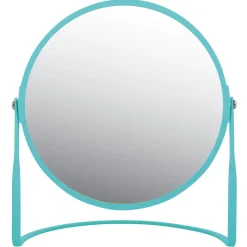 Miroir de salle de bains grossissant inclinable en métal, bleu aqua, l.18 x H.20 x P.10,5 cm, Spirella Akira Aqua