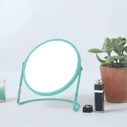 Miroir de salle de bains grossissant inclinable en métal, bleu aqua, l.18 x H.20 x P.10,5 cm, Spirella Akira Aqua