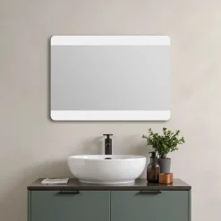 Miroir de salle de bains lumineux LED, argenté l.100 x H.70 cm, MPGlass Vague
