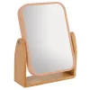 Miroir de salle de bains grossissant inclinable, corail et bambou, l.16,3 x H.10,5 x P.5,5 cm, MSV Oslo