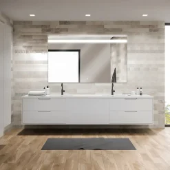 Miroir de salle de bains lumineux LED L.120 x H.70 cm, argenté, MPGlass Kelme