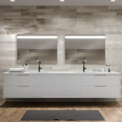 Miroir de salle de bains lumineux LED, L.80 x H.70 cm, argenté, MPGlass Kelme