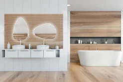 Miroir de salle de bains lumineux LED 55 x 80 cm, argenté, MPGlass Stone