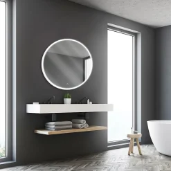 Miroir de salle de bains lumineux LED rond Ø80 cm, argenté, MPGlass Bishop
