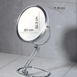 Miroir De Table Double Face Grossissant 5X En Métal Chromé