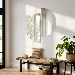 Miroir demi-rond minimaliste Tulup 35 x 70 cm pour salle de bain 1 pièce