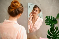 Miroir demi-rond suspendu Tulup 30 x 60 cm pour salle de bain mural 1 pièce