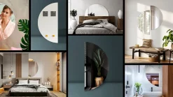 Miroir demi-rond Tulup 50 x 100 cm grand pour chambre 1 pièce