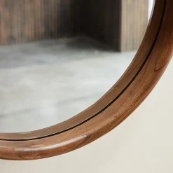 Miroir en mindi massif finition noyer 50 cm