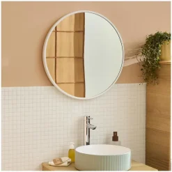 Miroir en métal rond D60cm EMA Blanc