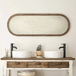 Miroir en pin recyclé massif ovale