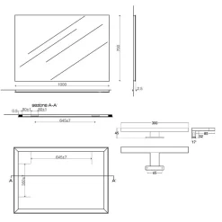Miroir Encastré Avec Lampe Chromée 100X70 Réversible