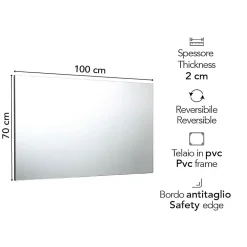 Miroir Encastré Brillant Cm 100X70 Réversible