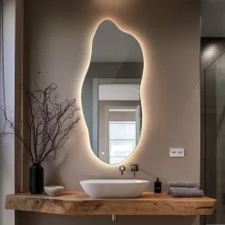 Miroir Forme Organique LED Tulup 45x100 cm Lumière Neutre Style Unique Pour Décoration Intérieure