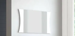 Miroir Frida, Miroir de salle de bain, 100% Made in Italy, 110x2h60 cm, Blanc brillant