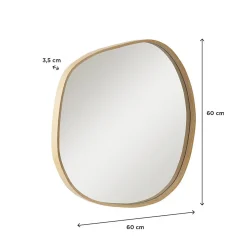 Miroir galet chêne LEONIE 60x60cm