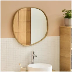 Miroir galet chêne LEONIE 60x60cm