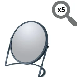 Miroir grossissant sur pied Acier AKIRA Pétrole mat Spirella