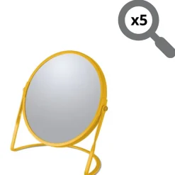 Miroir grossissant sur pied Acier AKIRA Safran mat Spirella