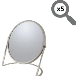 Miroir grossissant sur pied Acier AKIRA Taupe mat Spirella