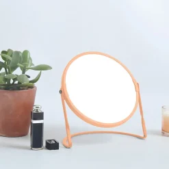Miroir grossissant sur pied Acier AKIRA Pêche mat Spirella