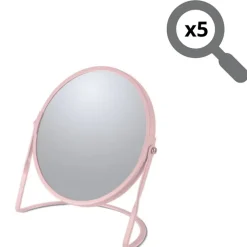 Miroir grossissant sur pied Acier AKIRA Rose mat Spirella
