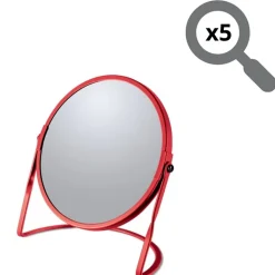 Miroir grossissant sur pied Acier AKIRA Rouge mat Spirella
