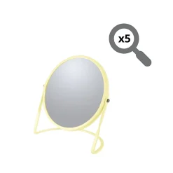 Miroir grossissant sur pied Acier AKIRA Jaune mat Spirella