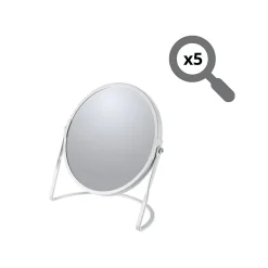 Miroir grossissant sur pied Acier AKIRA Blanc mat Spirella