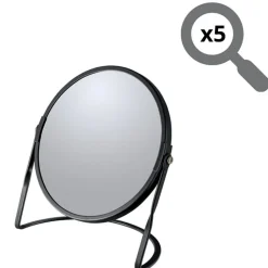 Miroir grossissant sur pied Acier AKIRA Noir mat Spirella