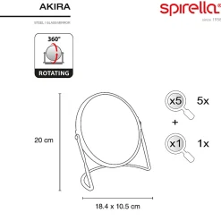 Miroir grossissant sur pied Acier AKIRA Noir mat Spirella