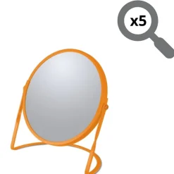 Miroir grossissant sur pied Acier AKIRA Orange mat Spirella