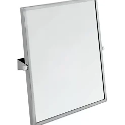Miroir inclinable de salle de bain PMR normes handicapé SANINDUSA inclinaison réglable NewWCCare 60x65 cadre inox brossé