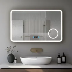 Miroir LED antibuée 120x70 avec zone grossissante X3 température de couleur réglable SANILAND