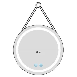 Miroir LED avec corde Picerno 60 x 60 x 4 cm or pro.tec