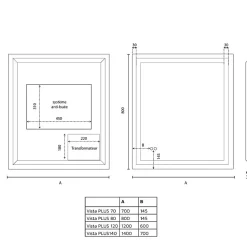 Miroir LED modulable et antibuée VISTA PLUS - 80x80 cm