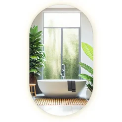 Miroir LED ovale 40x70 cm lumiere chaude salle de bain