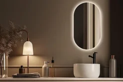Miroir LED ovale 40x70 cm lumiere chaude salle de bain