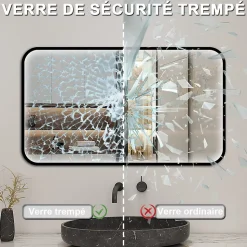 Miroir LED pour Salle de Bain 120x70 cm - Anti-Buée, Lumière tricolore et Dimmable