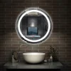 Miroir LED rond de 60cm, dimmable + mémoire + antibuée, IP44, avec interrupteur tactile, 6000k blanc froid, AICA SANITAIRE